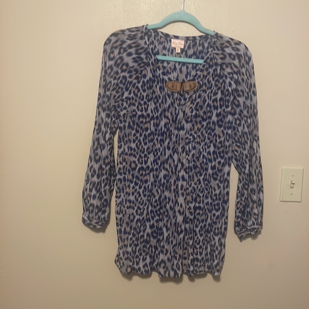 Tracy Reese Animal Print Silk Top Size Small‎